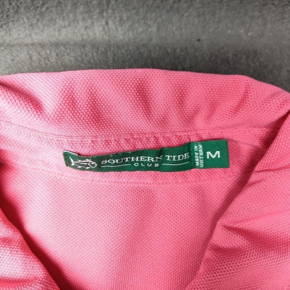 Southern Tide Polo Shirt Mens Medium Pink Performance Stretch Moisture Wicking - Picture 6 of 10